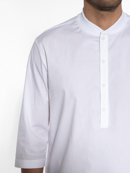 NINETEEN Πουκαμίσα mao K23-1025 Λευκό NINETEEN - 5