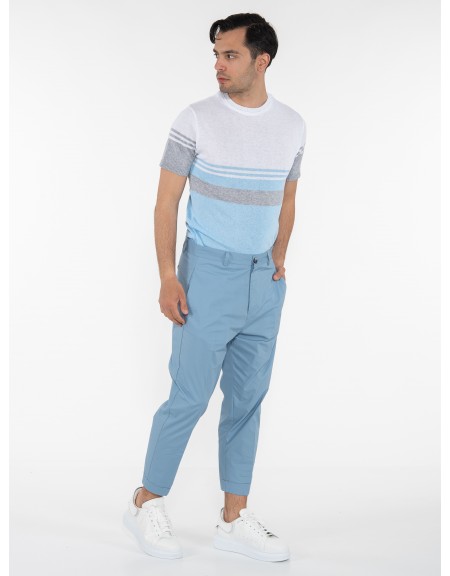 OVER-D T-shirt ριγέ OE1S2S3M21 Λευκό - Γαλάζιο OVER-D - 7