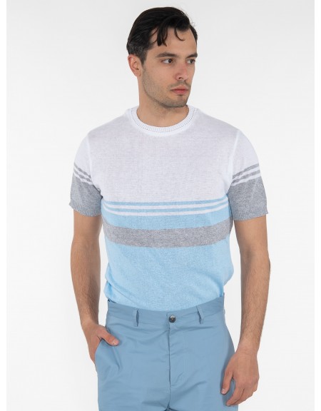 OVER-D T-shirt ριγέ OE1S2S3M21 Λευκό - Γαλάζιο OVER-D - 1