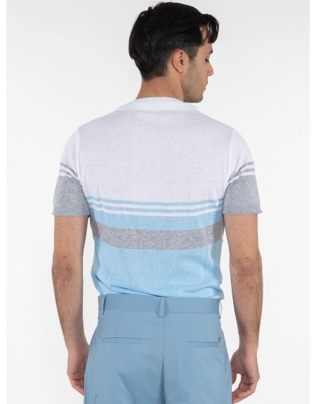 OVER-D T-shirt ριγέ OE1S2S3M21 Λευκό - Γαλάζιο OVER-D - 2