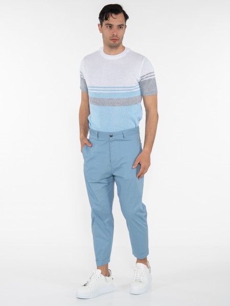 OVER-D T-shirt ριγέ OE1S2S3M21 Λευκό - Γαλάζιο OVER-D - 9