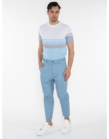 OVER-D T-shirt ριγέ OE1S2S3M21 Λευκό - Γαλάζιο OVER-D - 9