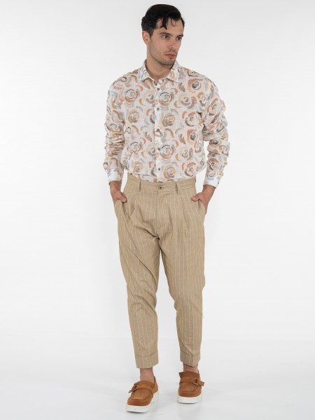 OVER-D Chino Παντελόνι OE1S2S3P21 Μπεζ - Λευκό OVER-D - 6