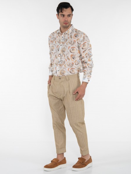 OVER-D Chino Pants OE1S2S3P21 Beige - White OVER-D - 9