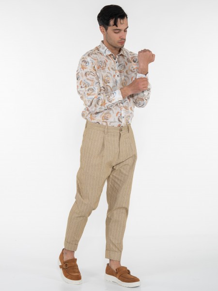 OVER-D Chino Pants OE1S2S3P21 Beige - White OVER-D - 7