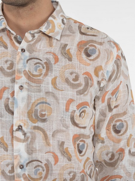 OVER-D Πουκάμισο OE1S2S3C20 Εμπριμέ - Εκρού OVER-D - 5