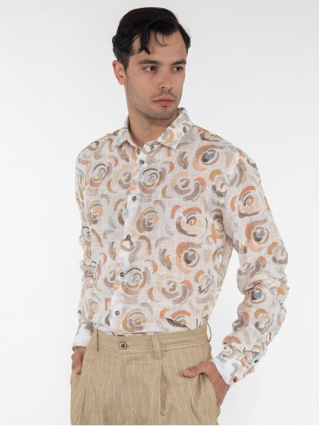 OVER-D Πουκάμισο OE1S2S3C20 Εμπριμέ - Εκρού OVER-D - 4