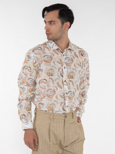 OVER-D Πουκάμισο OE1S2S3C20 Εμπριμέ - Εκρού OVER-D - 3