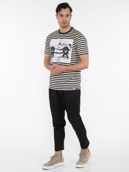 OVER-D T-shirt μαρινέρα OE1S2S3T52 Μαύρο - Μπεζ OVER-D - 8