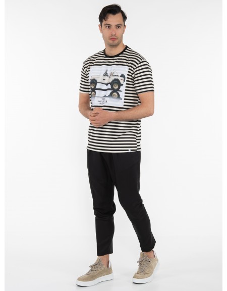 OVER-D T-shirt μαρινέρα OE1S2S3T52 Μαύρο - Μπεζ OVER-D - 8