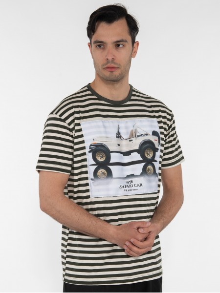 OVER-D T-shirt μαρινέρα OE1S2S3T52 Λαδί - Μπεζ OVER-D - 3