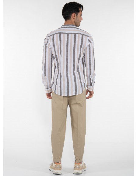 OVER-D Shirt mao striped OE1S2S3C22 White - Beige - Brown OVER-D - 8