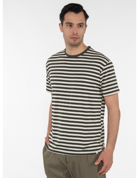 OVER-D T-shirt ριγέ - μαρινέρα OE1S2S3T51 Λαδί - Μπεζ OVER-D - 4