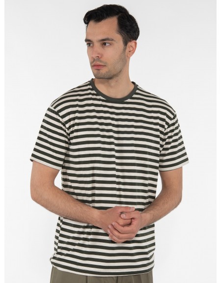 OVER-D T-shirt ριγέ - μαρινέρα OE1S2S3T51 Λαδί - Μπεζ OVER-D - 3