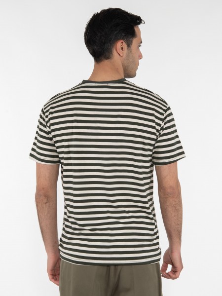 OVER-D T-shirt ριγέ - μαρινέρα OE1S2S3T51 Λαδί - Μπεζ OVER-D - 2