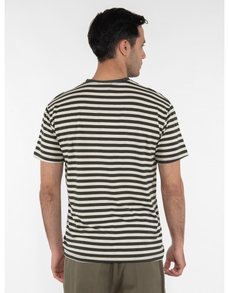 OVER-D T-shirt ριγέ - μαρινέρα OE1S2S3T51 Λαδί - Μπεζ OVER-D - 2