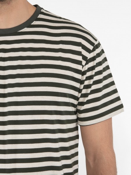 OVER-D T-shirt ριγέ - μαρινέρα OE1S2S3T51 Λαδί - Μπεζ OVER-D - 5