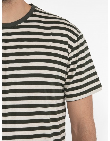 OVER-D T-shirt ριγέ - μαρινέρα OE1S2S3T51 Λαδί - Μπεζ OVER-D - 5