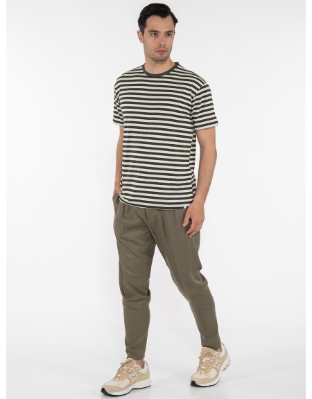 OVER-D T-shirt ριγέ - μαρινέρα OE1S2S3T51 Λαδί - Μπεζ OVER-D - 9