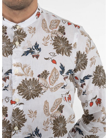 OVER-D Πουκάμισο mao OE1S2S3C12 Εμπριμέ - Λευκό - Λαδί OVER-D - 5