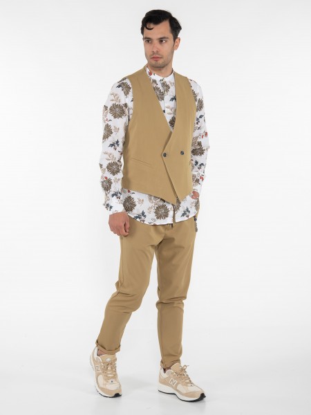 OVER-D Πουκάμισο mao OE1S2S3C12 Εμπριμέ - Λευκό - Λαδί OVER-D - 9