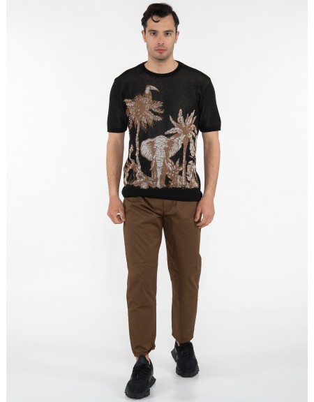 OVER-D T-shirt νημάτινο OE1S2S3M11 Μαύρο - Καφέ OVER-D - 6