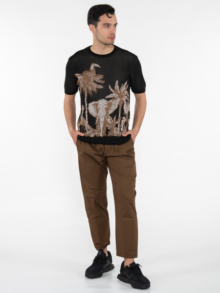 OVER-D T-shirt νημάτινο OE1S2S3M11 Μαύρο - Καφέ OVER-D - 8