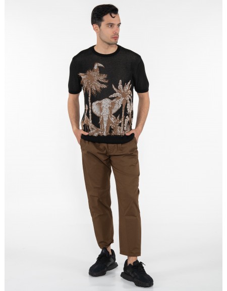 OVER-D T-shirt νημάτινο OE1S2S3M11 Μαύρο - Καφέ OVER-D - 8