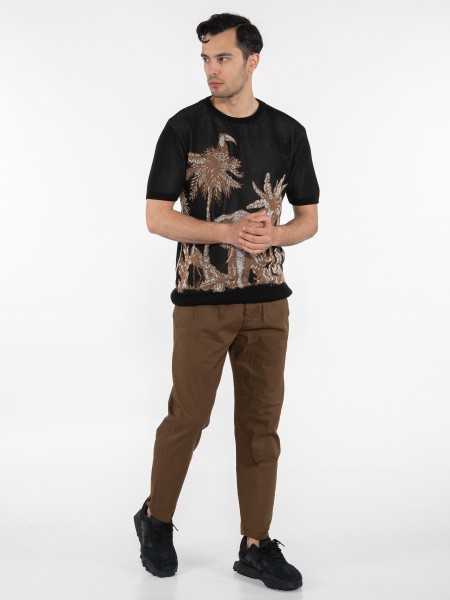 OVER-D T-shirt νημάτινο OE1S2S3M11 Μαύρο - Καφέ OVER-D - 7