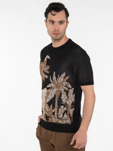 OVER-D T-shirt νημάτινο OE1S2S3M11 Μαύρο - Καφέ OVER-D - 4