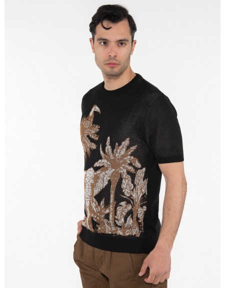 OVER-D T-shirt νημάτινο OE1S2S3M11 Μαύρο - Καφέ OVER-D - 4