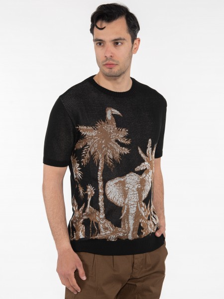 OVER-D T-shirt νημάτινο OE1S2S3M11 Μαύρο - Καφέ OVER-D - 3