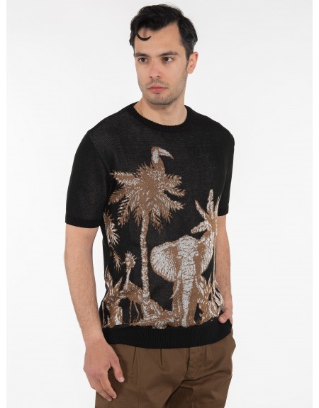 OVER-D T-shirt νημάτινο OE1S2S3M11 Μαύρο - Καφέ OVER-D - 3