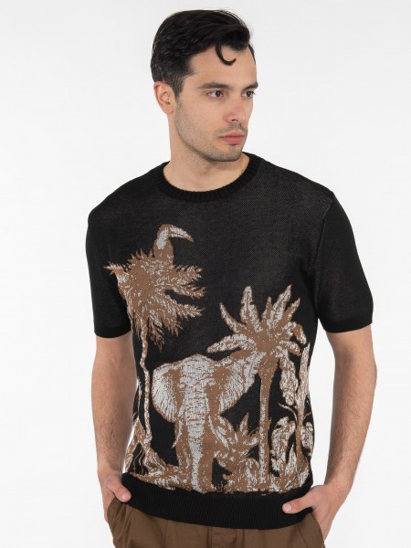 OVER-D T-shirt νημάτινο OE1S2S3M11 Μαύρο - Καφέ OVER-D - 11