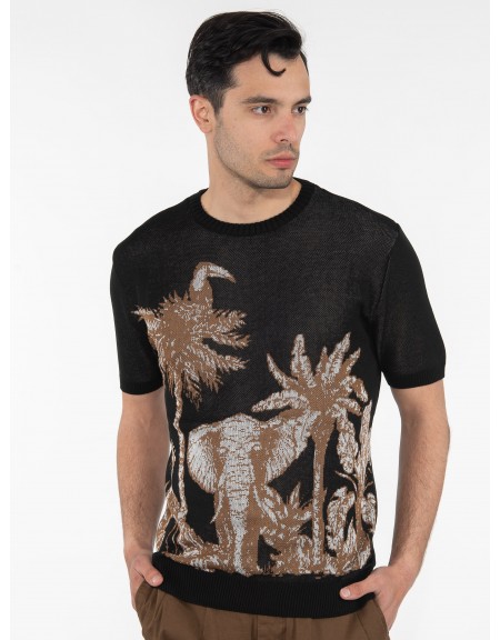 OVER-D T-shirt νημάτινο OE1S2S3M11 Μαύρο - Καφέ OVER-D - 11