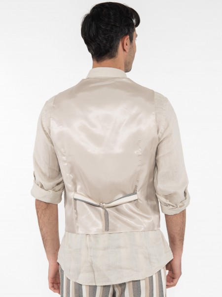 OVER-D Γιλέκο ριγέ OE1S2S3I04 Μπεζ - Εκρού OVER-D - 2