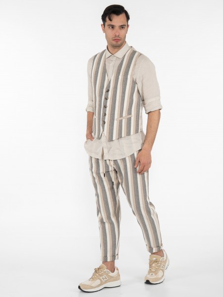 OVER-D Γιλέκο ριγέ OE1S2S3I04 Μπεζ - Εκρού OVER-D - 9