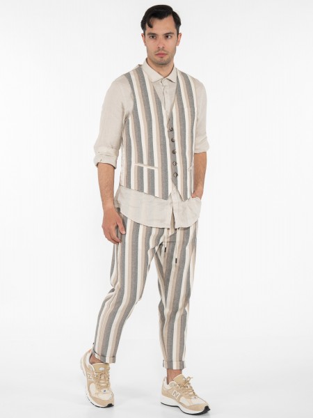 OVER-D Γιλέκο ριγέ OE1S2S3I04 Μπεζ - Εκρού OVER-D - 7