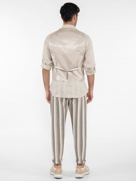 OVER-D Γιλέκο ριγέ OE1S2S3I04 Μπεζ - Εκρού OVER-D - 8