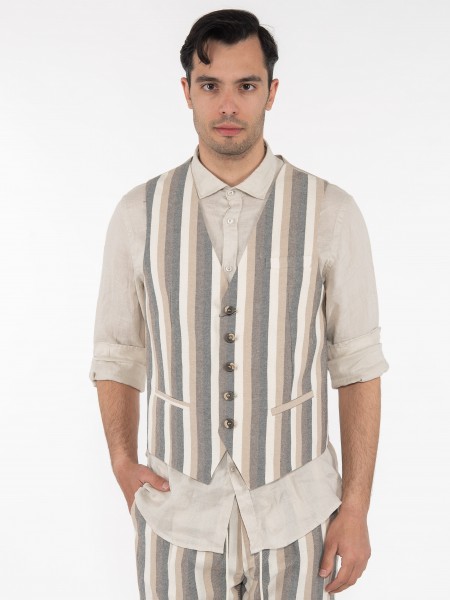 OVER-D Γιλέκο ριγέ OE1S2S3I04 Μπεζ - Εκρού OVER-D - 1