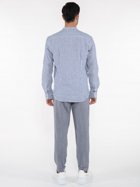 OVER-D Πουκάμισο mao OC1S0S0C01 Μπλε - Εκρού OVER-D - 8