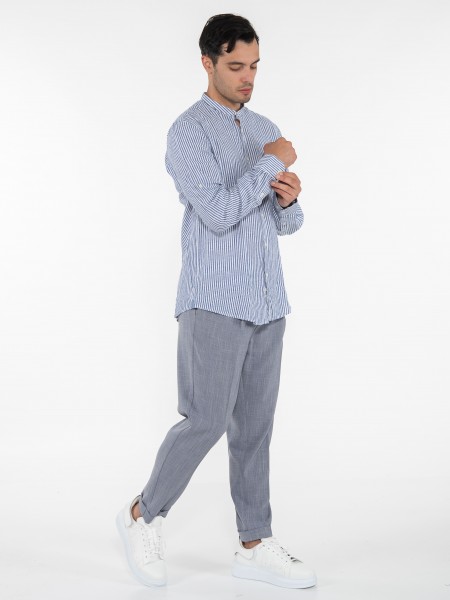 OVER-D Shirt mao OC1S0S0C01 Blue - Ecru OVER-D - 7