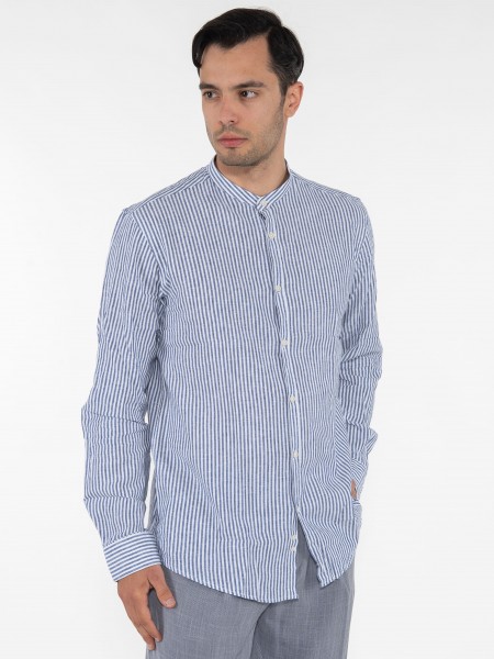 OVER-D Shirt mao OC1S0S0C01 Blue - Ecru OVER-D - 3