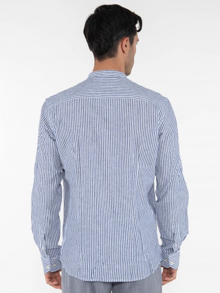 OVER-D Shirt mao OC1S0S0C01 Blue - Ecru OVER-D - 2