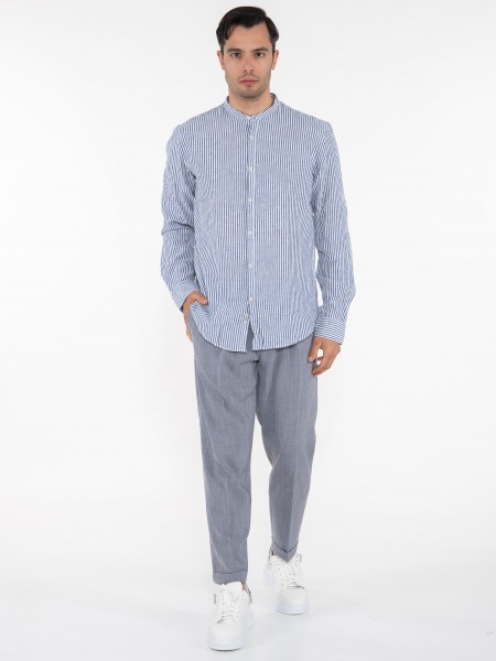 OVER-D Shirt mao OC1S0S0C01 Blue - Ecru OVER-D - 6