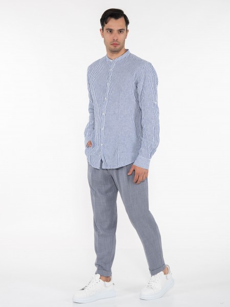 OVER-D Shirt mao OC1S0S0C01 Blue - Ecru OVER-D - 9