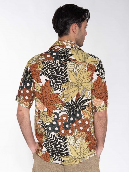 XAGON MAN Πουκάμισο κοντομάνικο P23042ADAILA Εμπριμέ - Εκρού - Καφέ XAGON MAN - 2