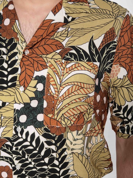 XAGON MAN Πουκάμισο κοντομάνικο P23042ADAILA Εμπριμέ - Εκρού - Καφέ XAGON MAN - 5