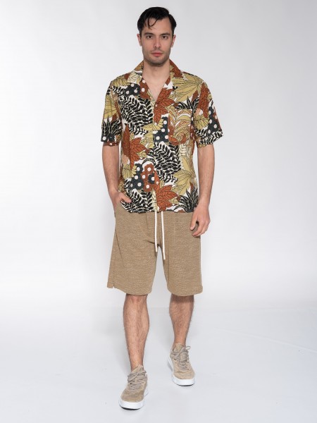 XAGON MAN Πουκάμισο κοντομάνικο P23042ADAILA Εμπριμέ - Εκρού - Καφέ XAGON MAN - 6