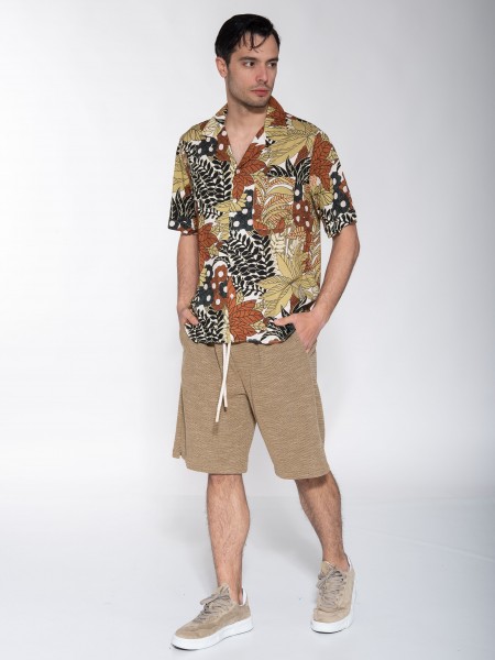 XAGON MAN Πουκάμισο κοντομάνικο P23042ADAILA Εμπριμέ - Εκρού - Καφέ XAGON MAN - 9